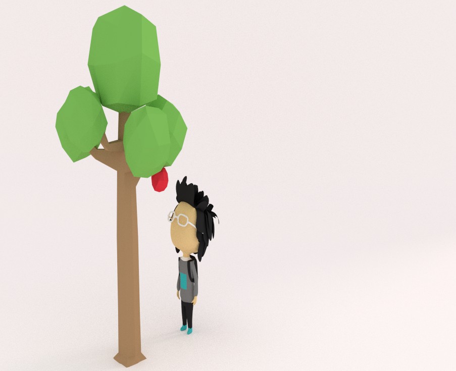 Low poly male & tree preview image 1